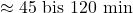 \approx 45\text{ bis } 120\text{ min}